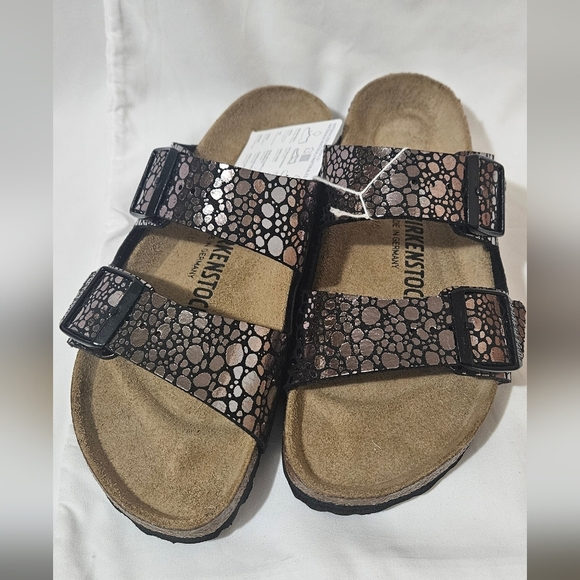 NEW Birkenstock Arizona Metallic Stone Sandals in Bronze - Picture 2 of 8